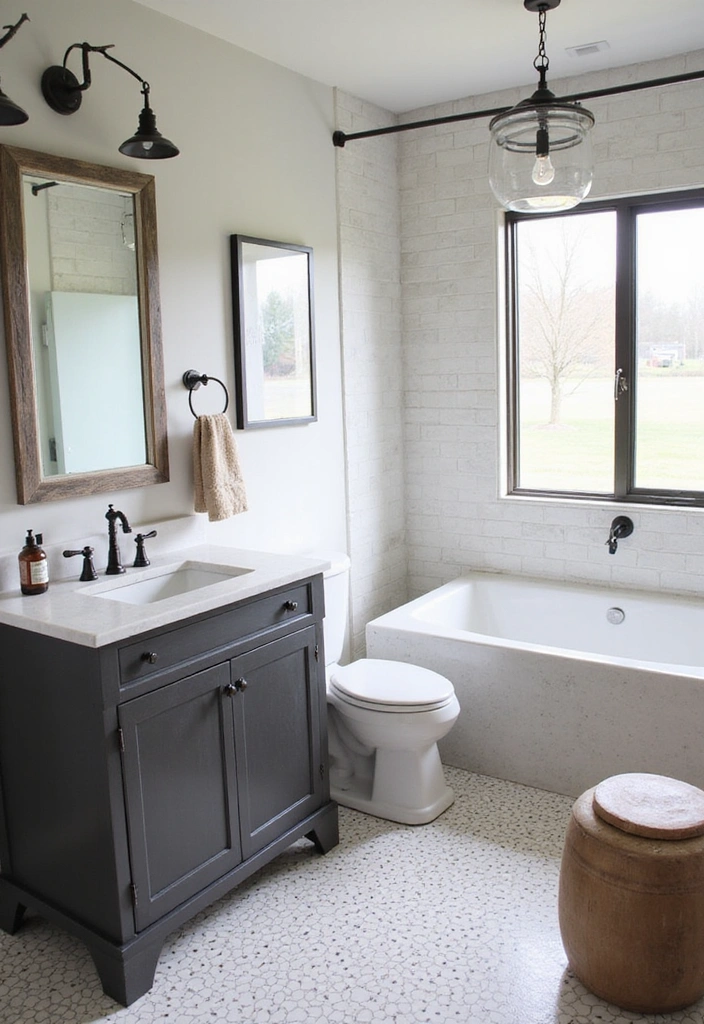 Stunning Farmhouse Industrial Bathroom Style image